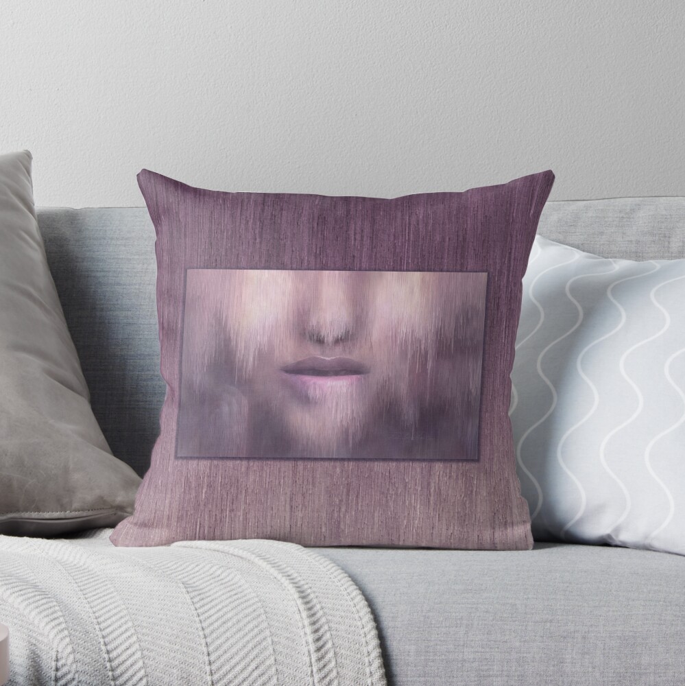 “Succumb” (tears, sadness, giving up) painting - “Smile” Fine Art series Throw Pillow