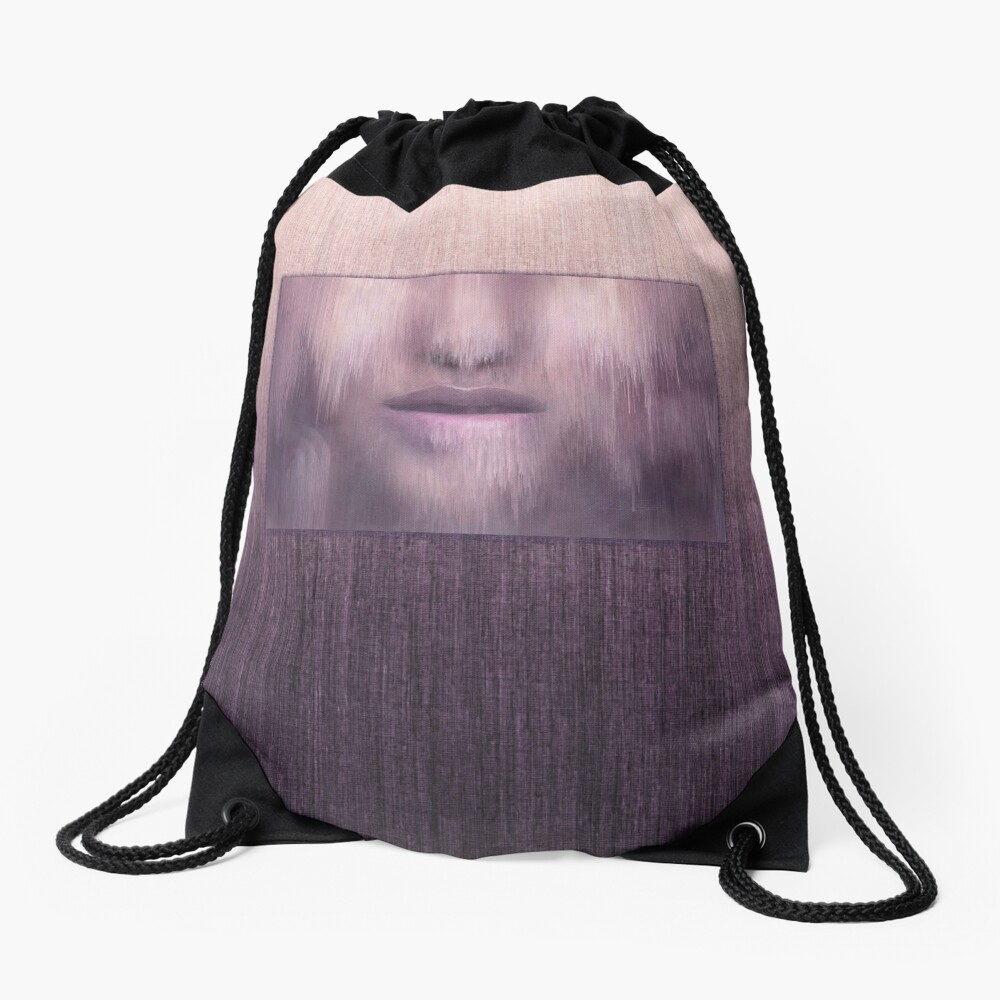 “Succumb” (tears, sadness, giving up) painting - “Smile” Fine Art series Drawstring Bag