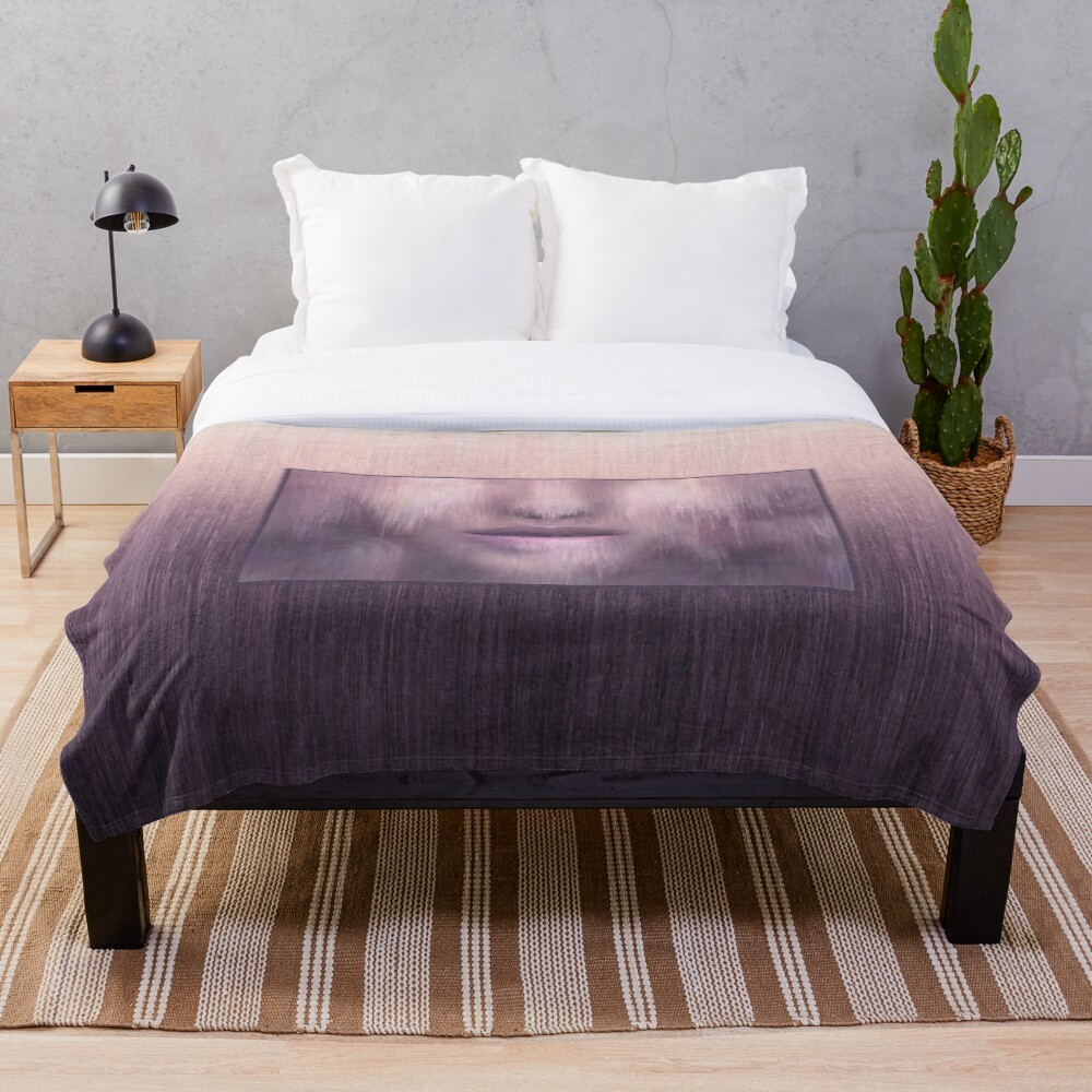 “Succumb” (tears, sadness, giving up) painting - “Smile” Fine Art series Throw Blanket