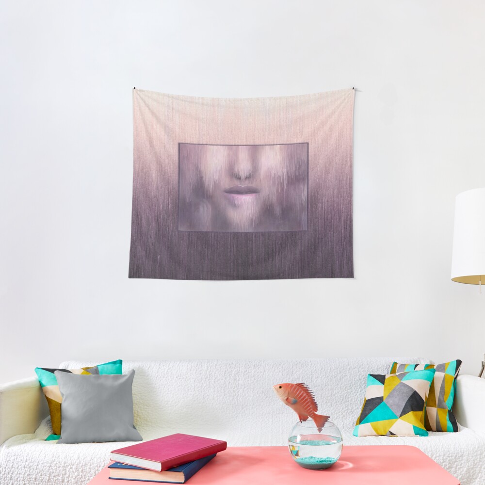 “Succumb” (tears, sadness, giving up) painting - “Smile” Fine Art series Tapestry