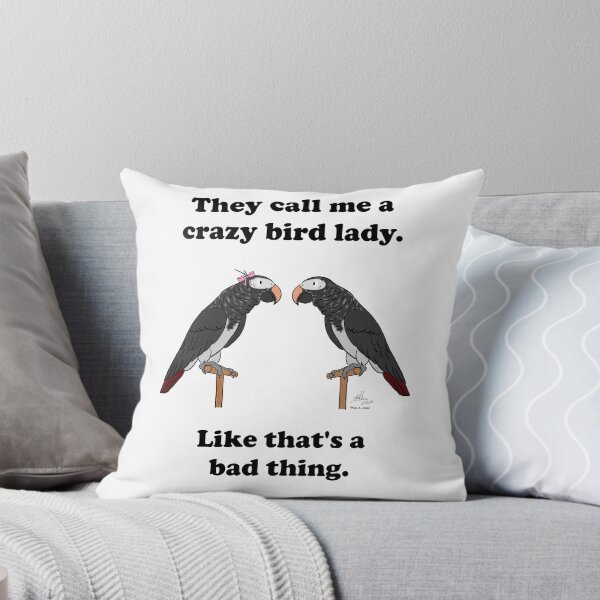 Item preview, Crazy Bird Lady with African Grey Timnehs designed and sold by Laughing Parrot Studio.