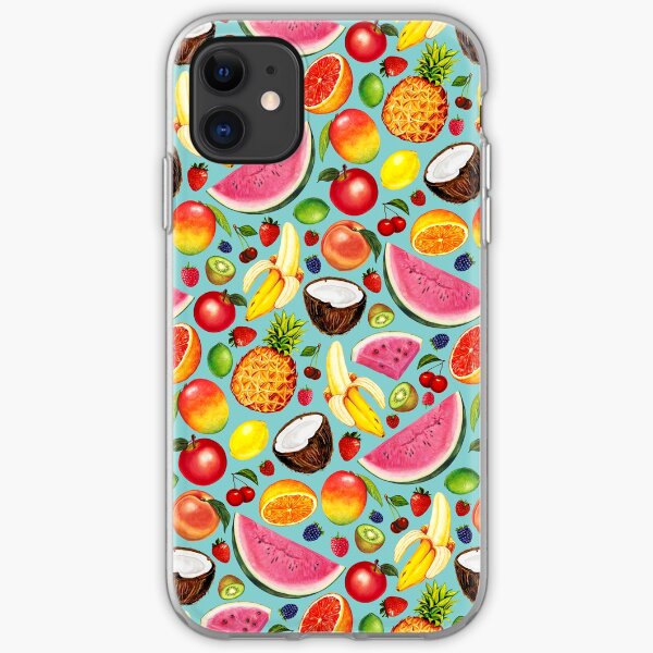 Fruit Pattern - Blue iPhone Soft Case