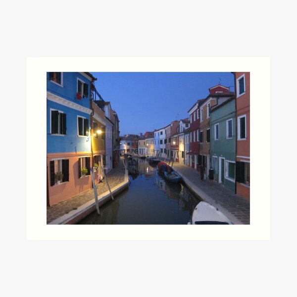Evening, Canal, Burano, Venice Italy Art Print