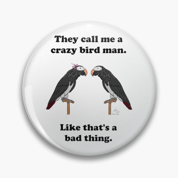 Item preview, Crazy Bird Man with African Grey Timnehs designed and sold by Laughing Parrot Studio.