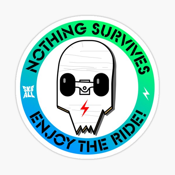 Enjoy the Ride! Broken Board Skull Sticker