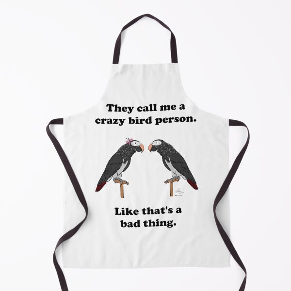 Item preview, Crazy Bird person with African Grey Timnehs designed and sold by Laughing Parrot Studio.