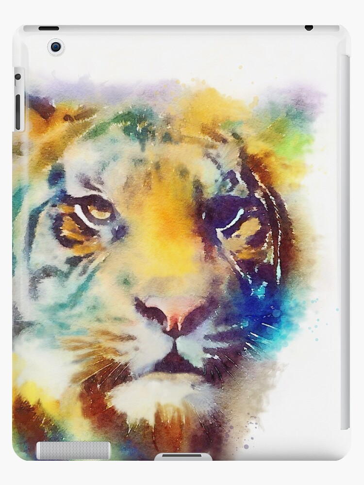 The Elusive Tiger Watercolor Painting Ipad Hulle Skin Von Mjmstudio Redbubble