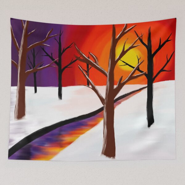 Item preview, Winter Rainbow Sunset Painting  designed and sold by forfun-art.
