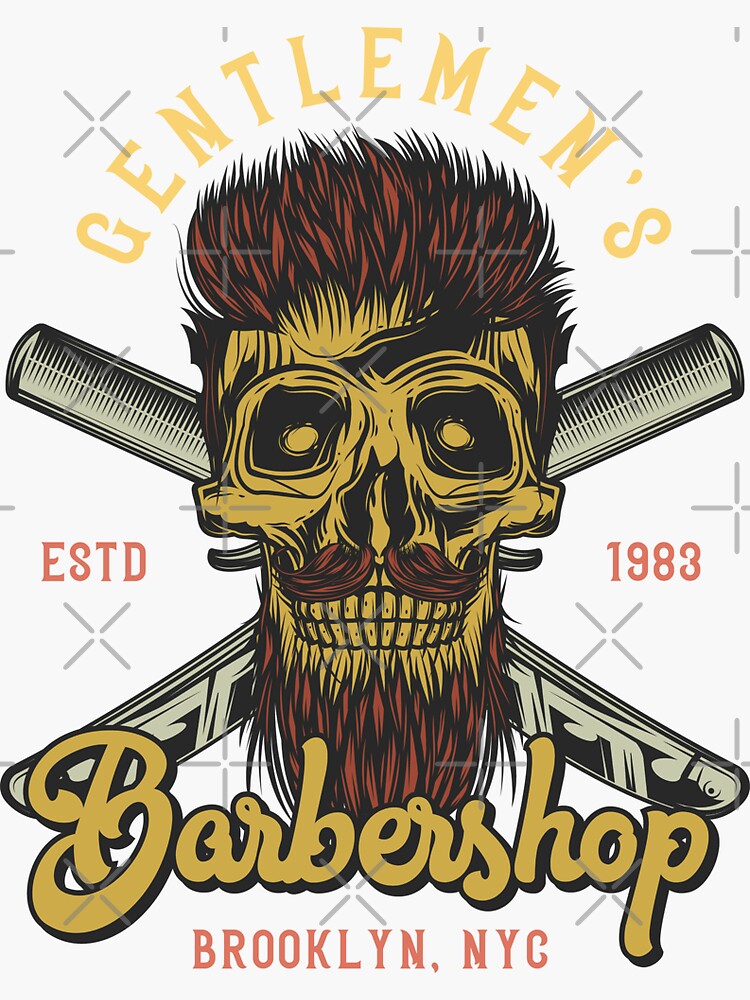 Skull, Scissors & Comb - Barber Graphic Sticker for Sale by