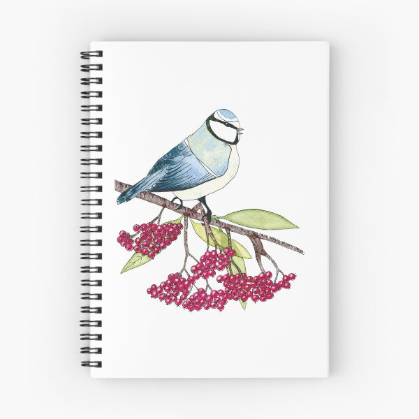 Item preview, Watercolor Blue Tit on a Branch of Rowan designed and sold by AlicjaCurioseur.