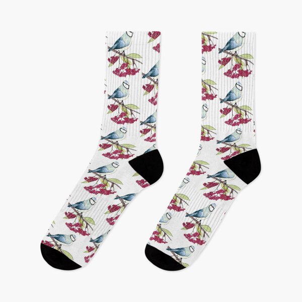 Item preview, Watercolor Blue Tit on a Branch of Rowan designed and sold by AlicjaCurioseur.