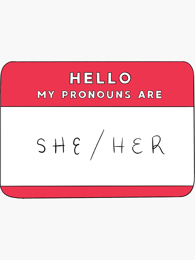 Hello My Pronouns Are Sheher Sticker By Bearscribbles Redbubble 4119