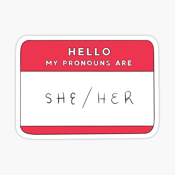 Hello My Pronouns Are Sheher Sticker By Bearscribbles Redbubble 7398