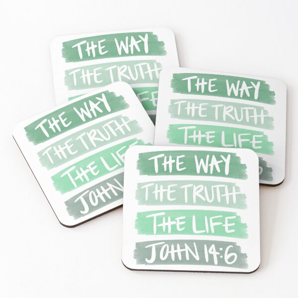 Item preview, John 14:6 The Way, Truth, and Life Green Paint Strokes designed and sold by faithprints.
