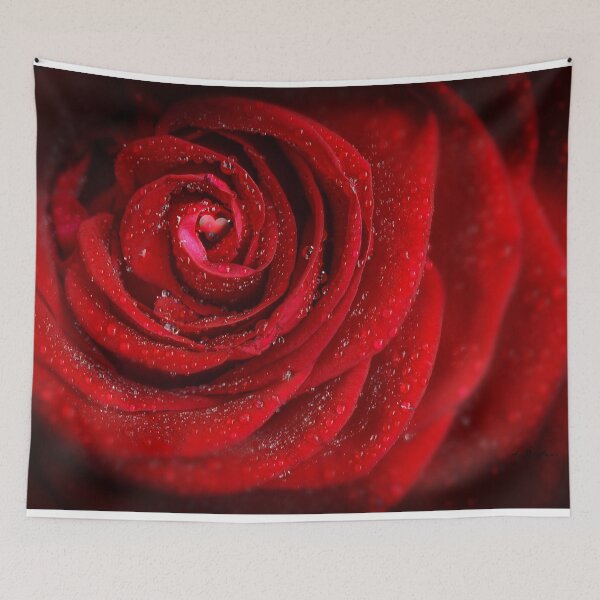 Item preview, Flowers Wet Red Rose with Highlighted Crystal Heart designed and sold by artBeatandSoul.