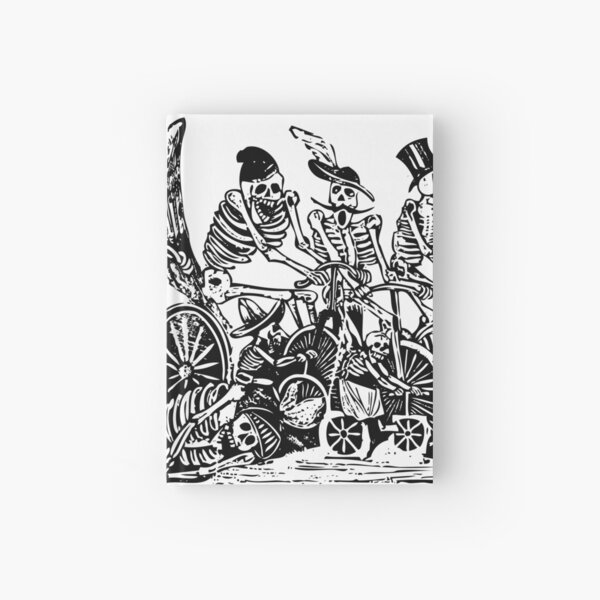 Calavera Cyclists | Day of the Dead | Dia de los Muertos | Skulls and Skeletons | Vintage Skeletons | Black and White |  Hardcover Journal
