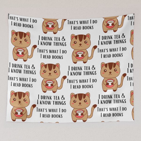 Item preview, Read A Book Day cat and tea funny designed and sold by OneTimeEngineer.