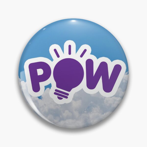 POW Purple Logo with Clouds Background Pin