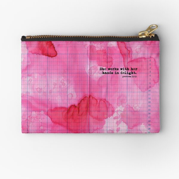 Messy Artsy Hand Painted Zipper Pencil Pouch One of a Kind ARTIST GIFT OOAK  Zipper Pouch Hand-painted Pencil Pouch Pink Rose 