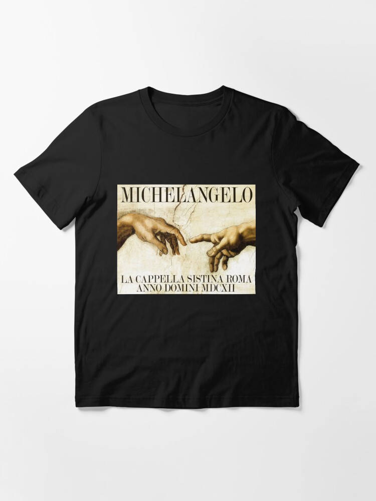 Vintage Retro Michelangelo La Cappella Sistina Roma Anno Domini MDCXII -  Hands Michelangelo Painting - The creation of Adam | Essential T-Shirt