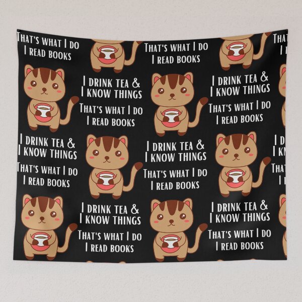Item preview, Read A Book Day cat and tea funny designed and sold by OneTimeEngineer.