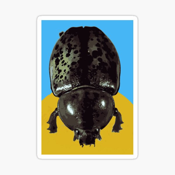 Female Hercules Beetle Yellow and Blue Design Sticker