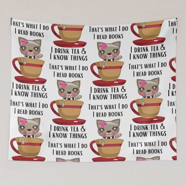 Item preview, Read A Book Day cat and tea funny designed and sold by OneTimeEngineer.