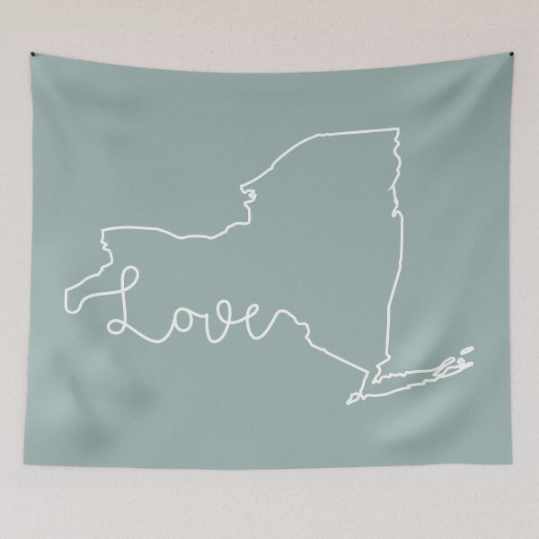 Aperçu de l'œuvre New York Cursive Home State Love Outline créée et vendue par GreatLakesLocal.