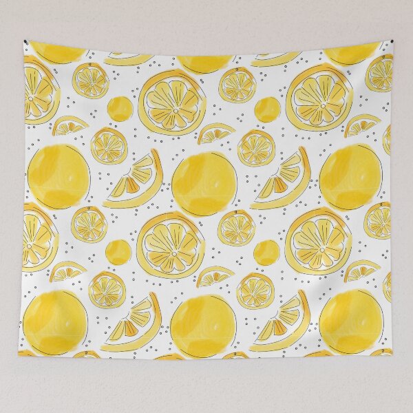 Item preview, yellow watercolor lemon doodle pattern designed and sold by robinverheul.