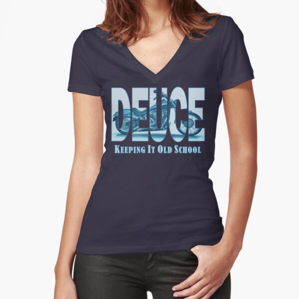 Deuce Motorcycle Artwork Fitted V-Neck T-Shirt