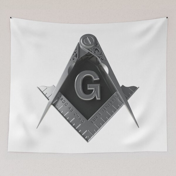 Artikelvorschau, Freimaurer Silber Quadrat & Kompass Weißer Hintergrund Masonic entworfen und verkauft von MasterMasonMade.