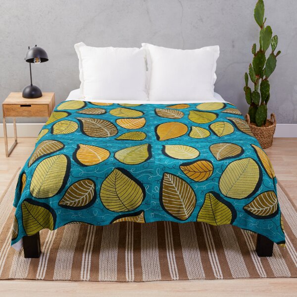 Item preview, Teal and Gold Autumn Fall Leaves designed and sold by Amelia Dean.