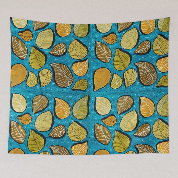 Item preview, Teal and Gold Autumn Fall Leaves designed and sold by Amelia Dean.