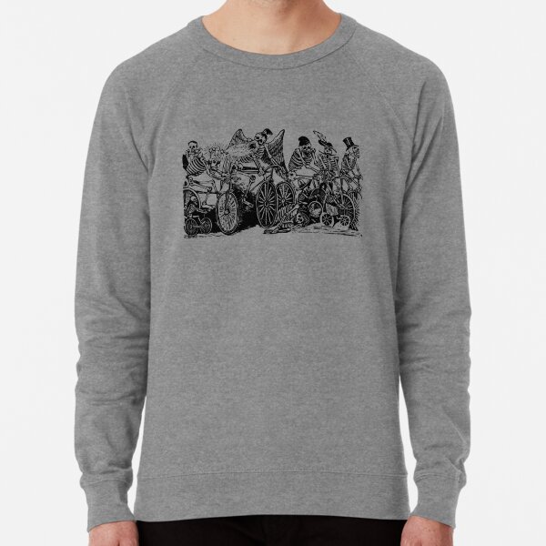 Calavera Cyclists | Day of the Dead | Dia de los Muertos | Skulls and Skeletons | Vintage Skeletons | Black and White |  Lightweight Sweatshirt