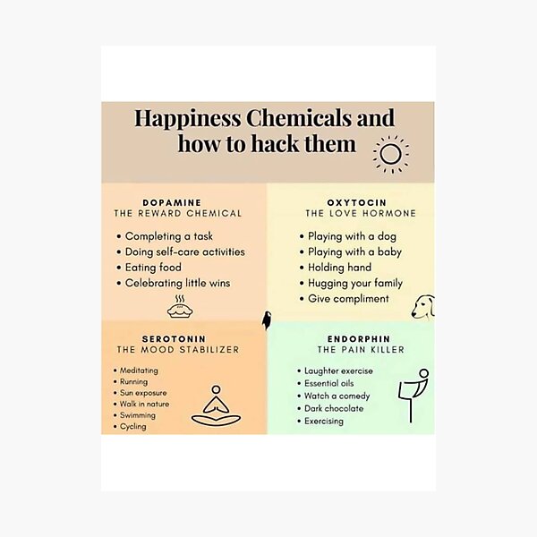 Happiness Chemicals and how to hack them Photographic Print