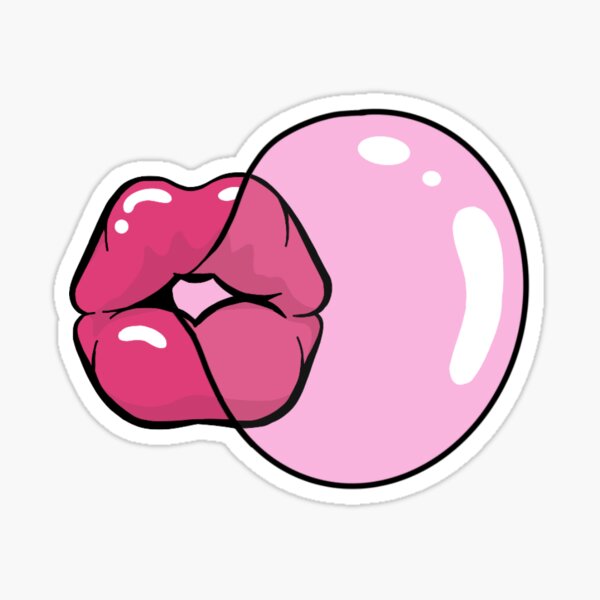 “Bubble Gum Lips” Sticker for Sale by vanessa215 | Redbubble