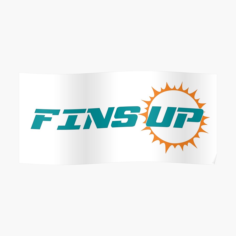 Miami Dolphins Go Fins Slogan - 4x4 Die Cut Decal at Sticker Shoppe