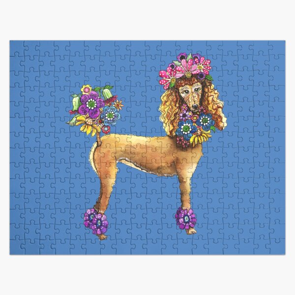 Poodle Dee Doo Blue Jigsaw Puzzle