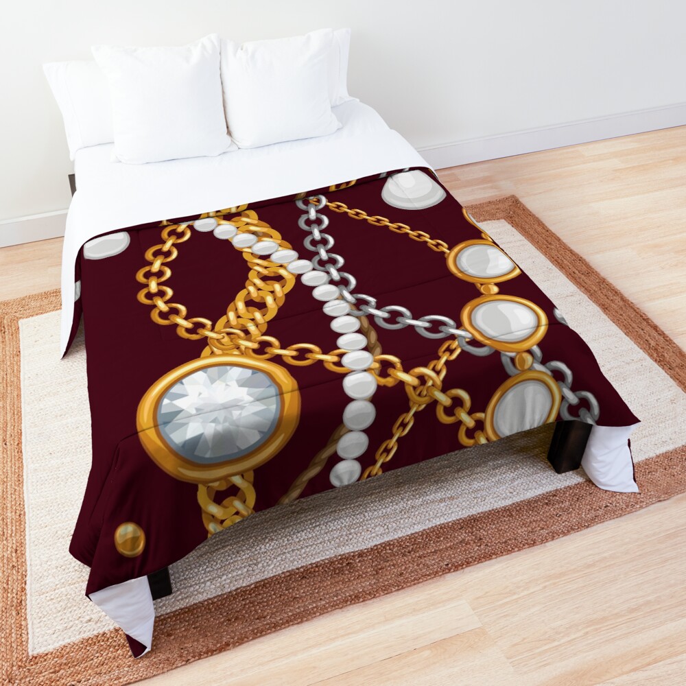 Jewelry on chocolate brown color Comforter