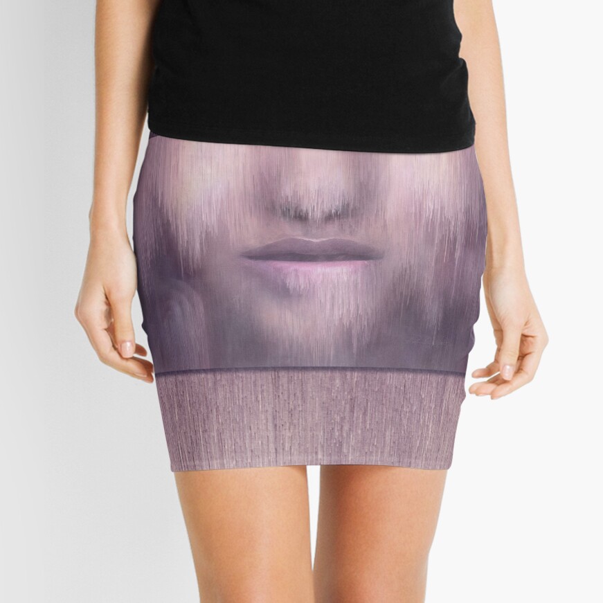 “Succumb” (tears, sadness, giving up) painting - “Smile” Fine Art series Mini Skirt