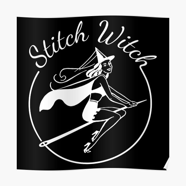 "Stitch Witch White Vintage PinUp Sewing Witch " Poster for Sale by
