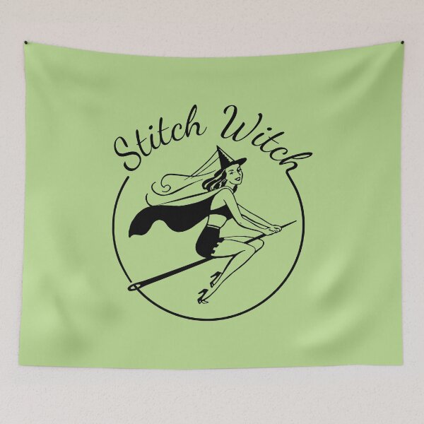 Item preview, Stitch Witch Green - Vintage PinUp Sewing Witch  designed and sold by LoreliDesigns.