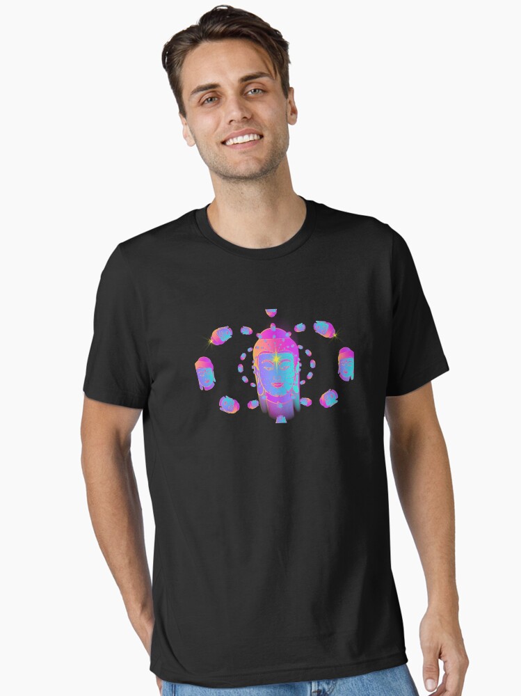 Thumbnail 1 of 7, Essential T-Shirt, Swirling Buddha Heads designed and sold by mindofpeace.