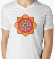 Lotus Buddhist Dharma Wheel Men's V-Neck T-Shirt
