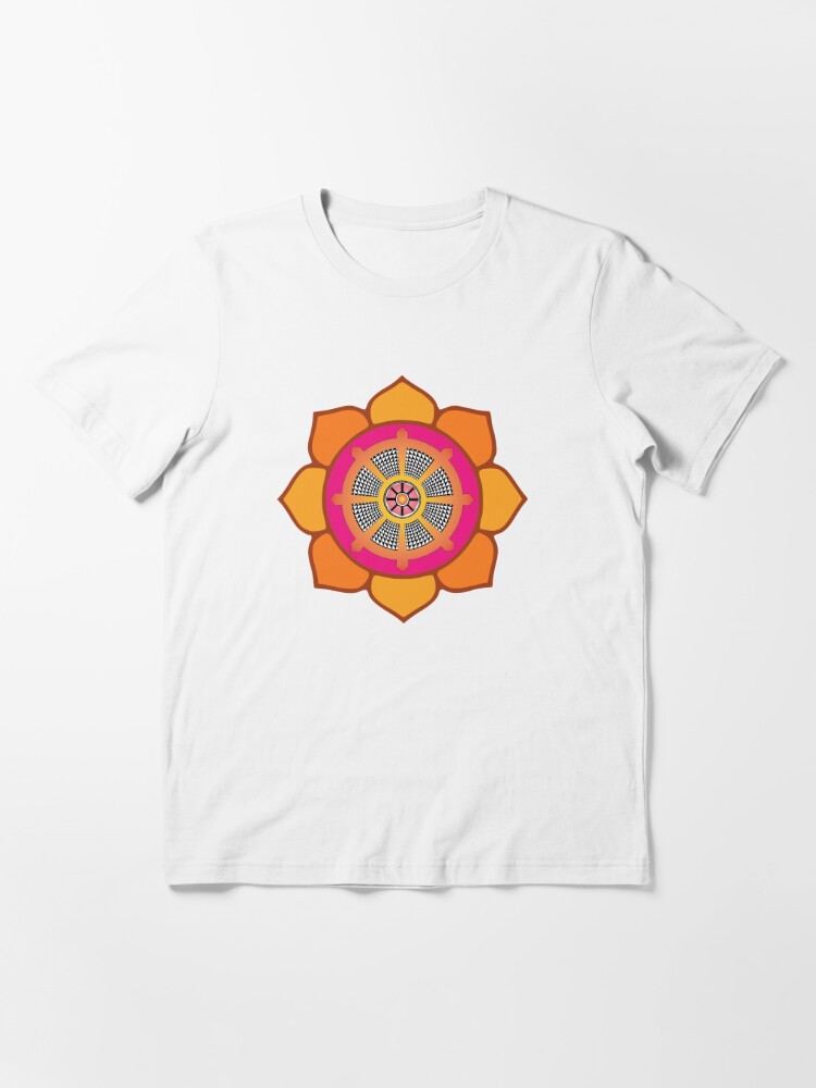 Essential T-Shirt, Lotus Buddhist Dharma Wheel designed and sold by mindofpeace