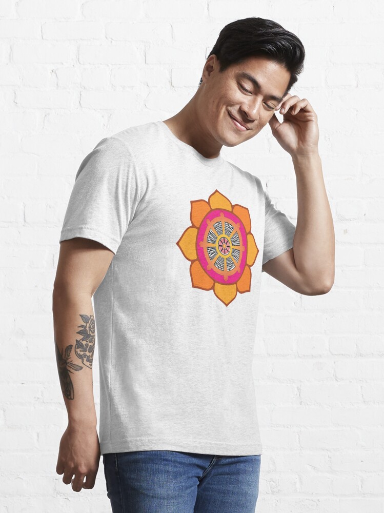 Thumbnail 3 of 7, Essential T-Shirt, Lotus Buddhist Dharma Wheel designed and sold by mindofpeace.