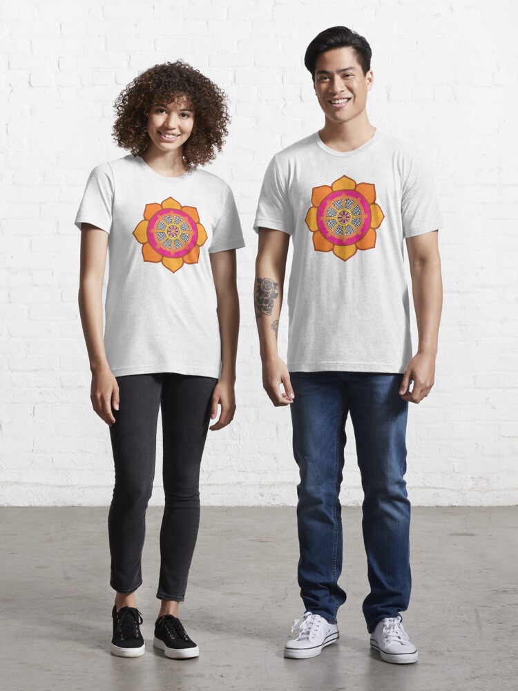Thumbnail 1 of 7, Essential T-Shirt, Lotus Buddhist Dharma Wheel designed and sold by mindofpeace.