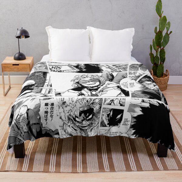 my hero academia manga collage Throw Blanket