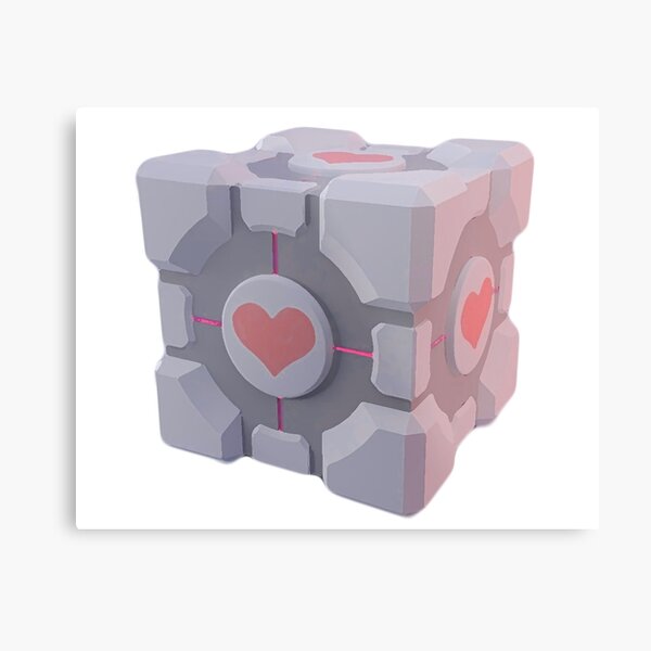 Portal Companion Cube Metal Print