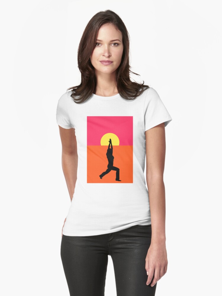Thumbnail 1 of 3, Fitted T-Shirt, Pop Art Yoga Warrior designed and sold by mindofpeace.